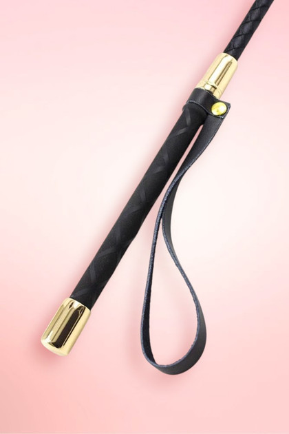 30cm Pleather Horse Whip Short Riding Crop with Gold Accent