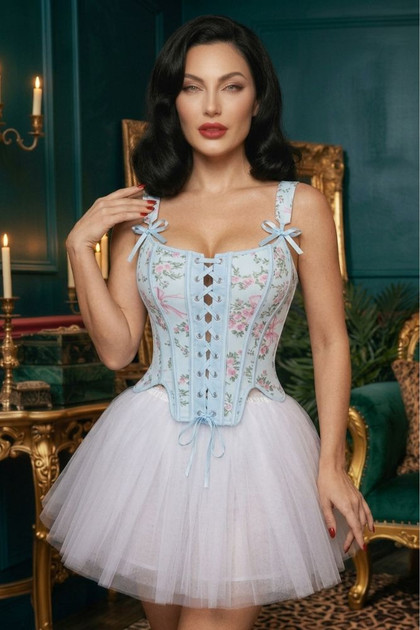 Marie Antoinette Blue Floral Corset Top
