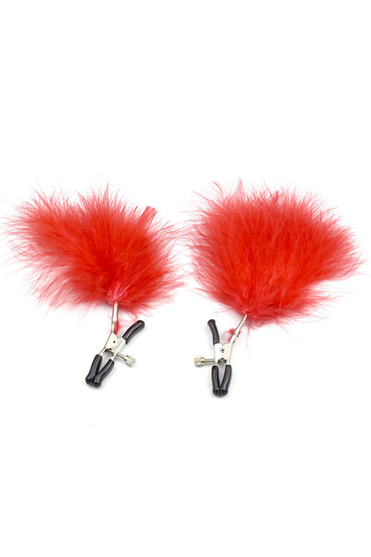 Red Marabou Adjustable Nipple Clamps
