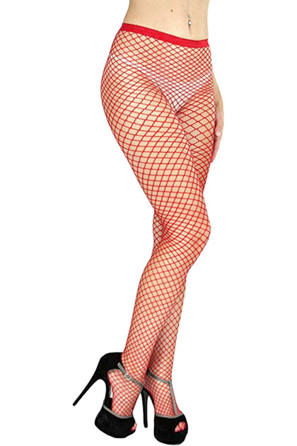 Red Fishnet Full Tights Pantyhose