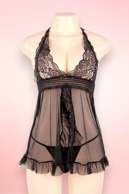 Tammy Pink Open Front Plus Size Babydoll
