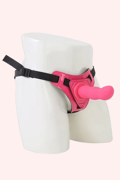 Deep Climax Pink Strap On Dildo with Harness