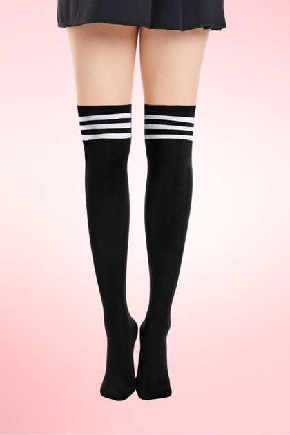 Black and White Stripe Socccer Socks
