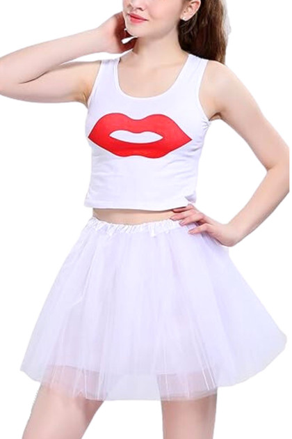 White Petticoat Mesh Mini Costume Tutu Skirt