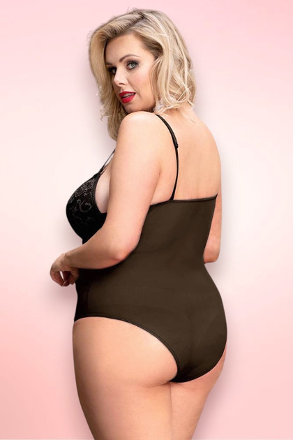  Naomi Black Lace Plus Size Teddy Bodysuit