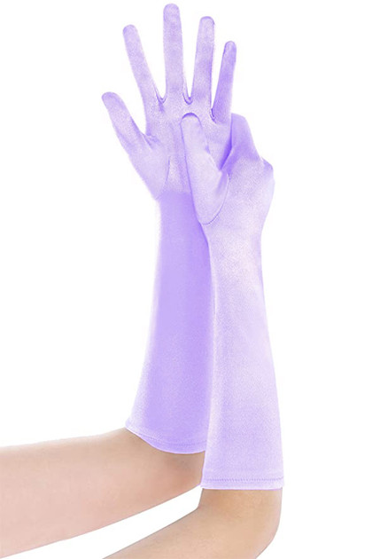 Lavender Satin Opera Elbow Length Gloves 14"