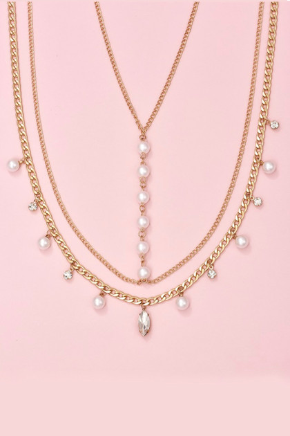 Gold Tone Pearl Charm Choker Belly Body Waist Chain