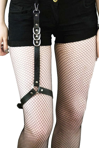 Westina Pleather Thigh Snap Hook Buckle Harness