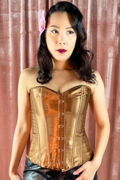 Brown Satin Corset Top.