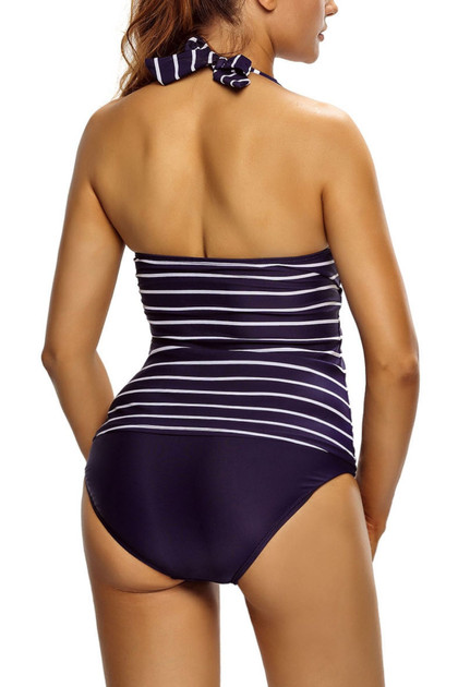 Isla Striped Nautical Halter Tankini 2 pc Swimsuit