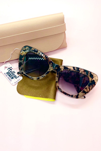 Evie Ink Blot Wide Cat Eye Old Hollywood Retro Sunglasses