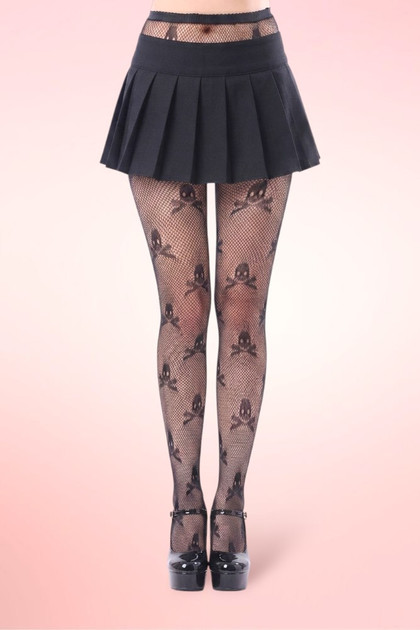 Skull Crossbones Fishnet Pantyhose.