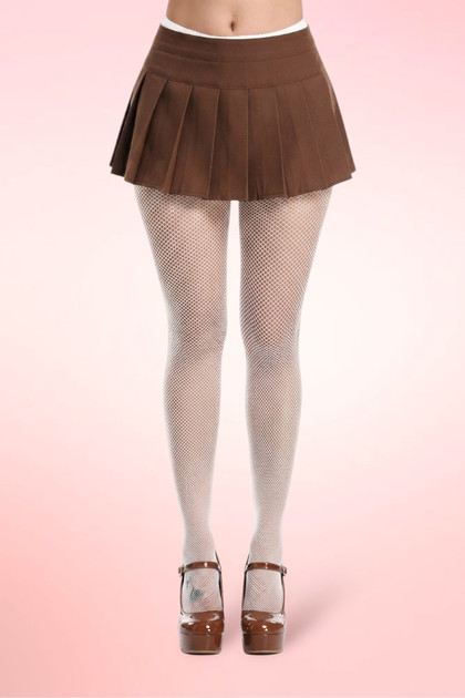 White small fishnet pantyhose stockings.
