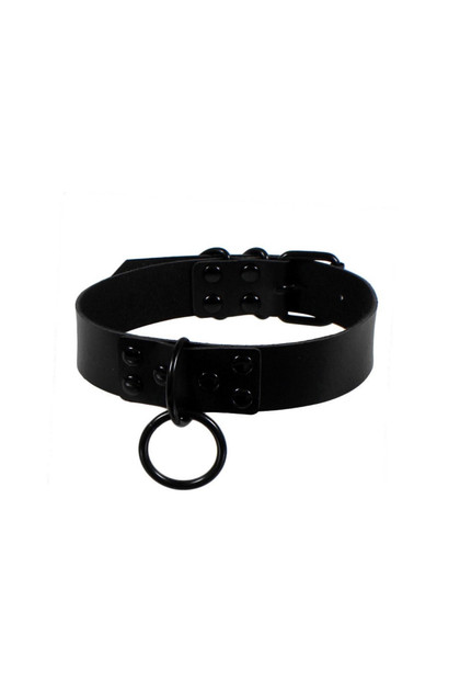 Black O-ring Faux Leather Black O-ring Choker Necklace