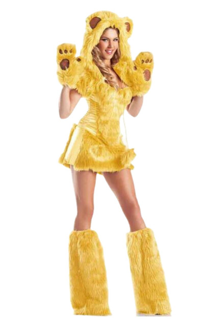 Goldilocks Golden Fuzzy Bear Faux Fur Costume