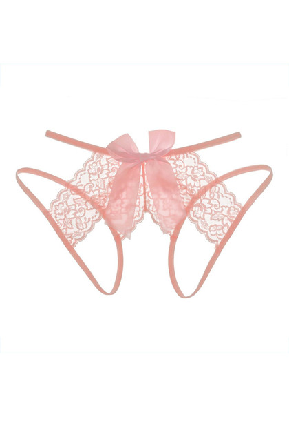 Crotchless Lace Bow Thong Panty 