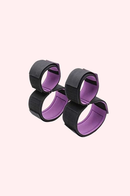 Neoprene Handcuff to Ankle Cuff Soft Bondage Restraint set.