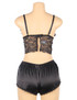Amelia Plus Size Black Lace Satin Pajama Short Set