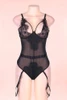 Lorelei Black Eyelash Lace Garter Teddy