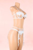 Madeline Plus Size White Bra Garter Belt Lingerie Set