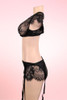 Dorian Black Floral Bralette Garter Belt Lingerie Set