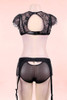 Dorian Plus Size Black Floral Bralette Garter Belt Lingerie Set
