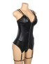 Olivia Black Vinyl Leather Garter Chemise