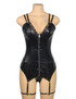 Olivia Black Vinyl Leather Garter Chemise