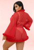Betty Plus Size Red Faux Mink Retro Short Robe