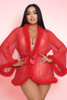 Betty Red Faux Mink Retro Short  Plus Size Robe