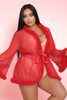 Betty Red Faux Mink Retro Short  Plus Size Robe