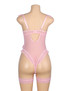 Judy Pink Lace Garter Teddy Bodysuit