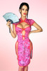 Pink Oriental Slit Nightgown.