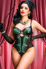Rita Rouge Green lace Vinyl Bodysuit Teddy Lingerie.