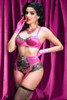 Lola Love Hot Pink Bra Garter Panty Retro Lingerie Set