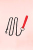 Black Chain Leash with Faux Leather Red Handle.