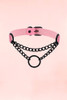 Pink Pleather Choker with Oring Chain.