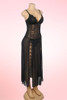 Stella Black Slit Long Plus Size Nightgown