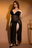 Stella Black Slit Long Plus Size Nightgown