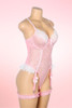Claire Pink Lace Garter Teddy