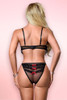Vanessa Black Shelf Bra and Sheer Thong Set