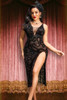 Morticia Black Snake Pattern High Slit Long Gown