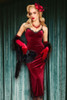 Imogen Red velvet Long gown with slit.