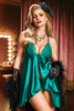 Emilia Emerald Green Lace and Satin Babydoll
