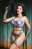 Kitty Belle Green Lace Long Line Corset with Thigh Garters