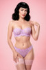 Tia Lavender Lace Strapless bra and panty set.