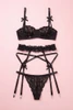 Antonia Open Cup Bra Garter Lingerie Set