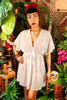 White Swiss Dot Sheer Tunic Kimono Swimsuit Coverup.