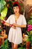 White V Neck Tunic Swimsuit Cover up Beach Dress.