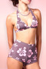 Kailua Brown Hibiscus Two Piece Boyleg Swimsuit